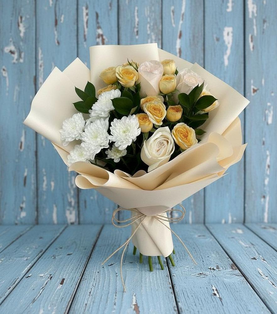 Букет цветов из: Розы и Хризантемы в Казанское