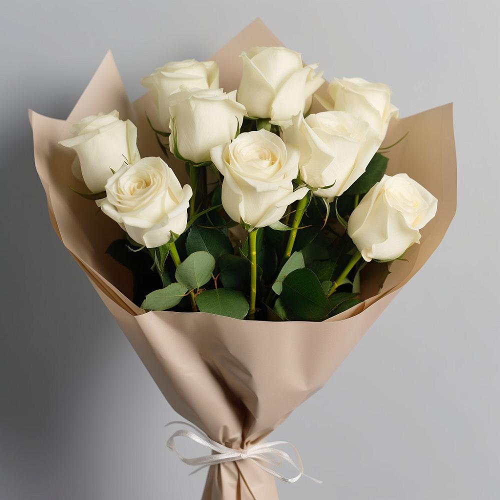 Букет 9 Белых роз Эдлесс Лав в Казанское