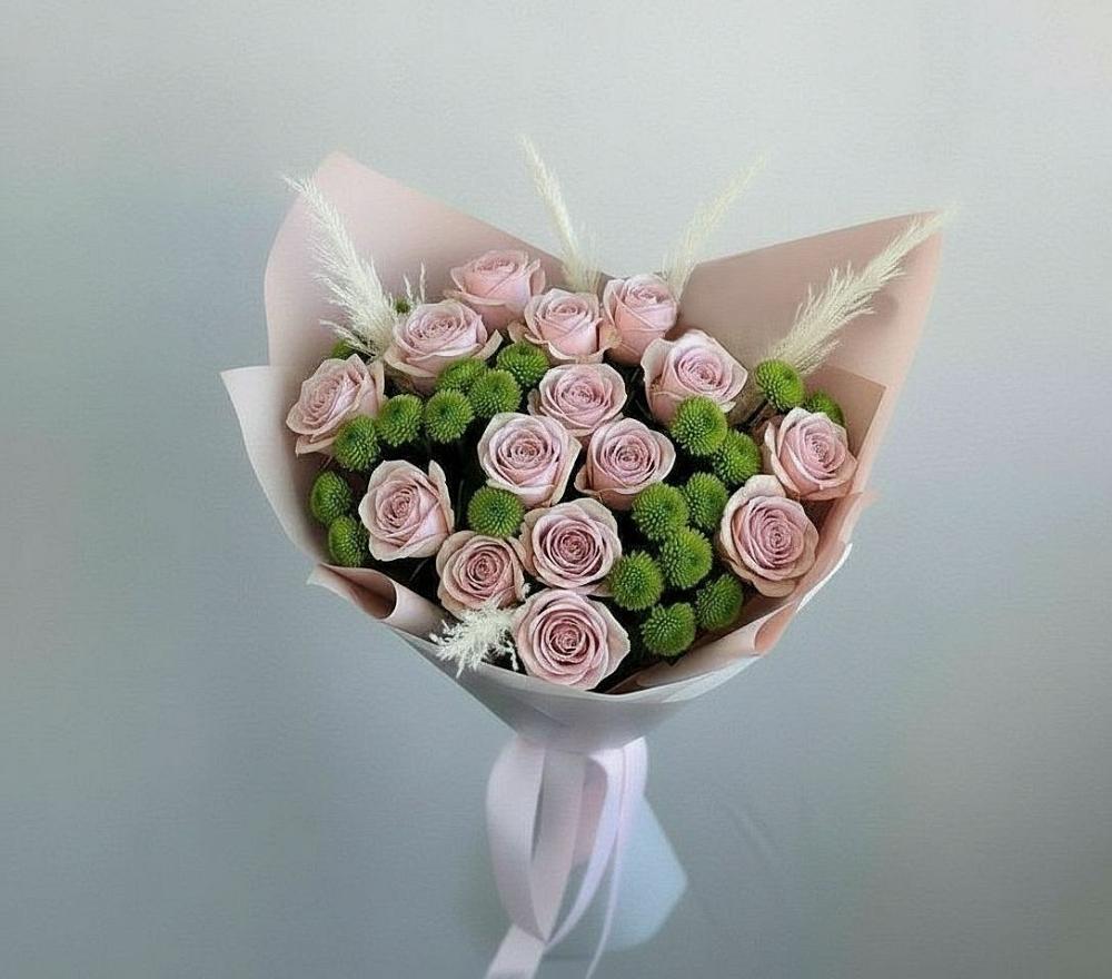 Букет цветов из: Розы и Хризантемы в Казанское